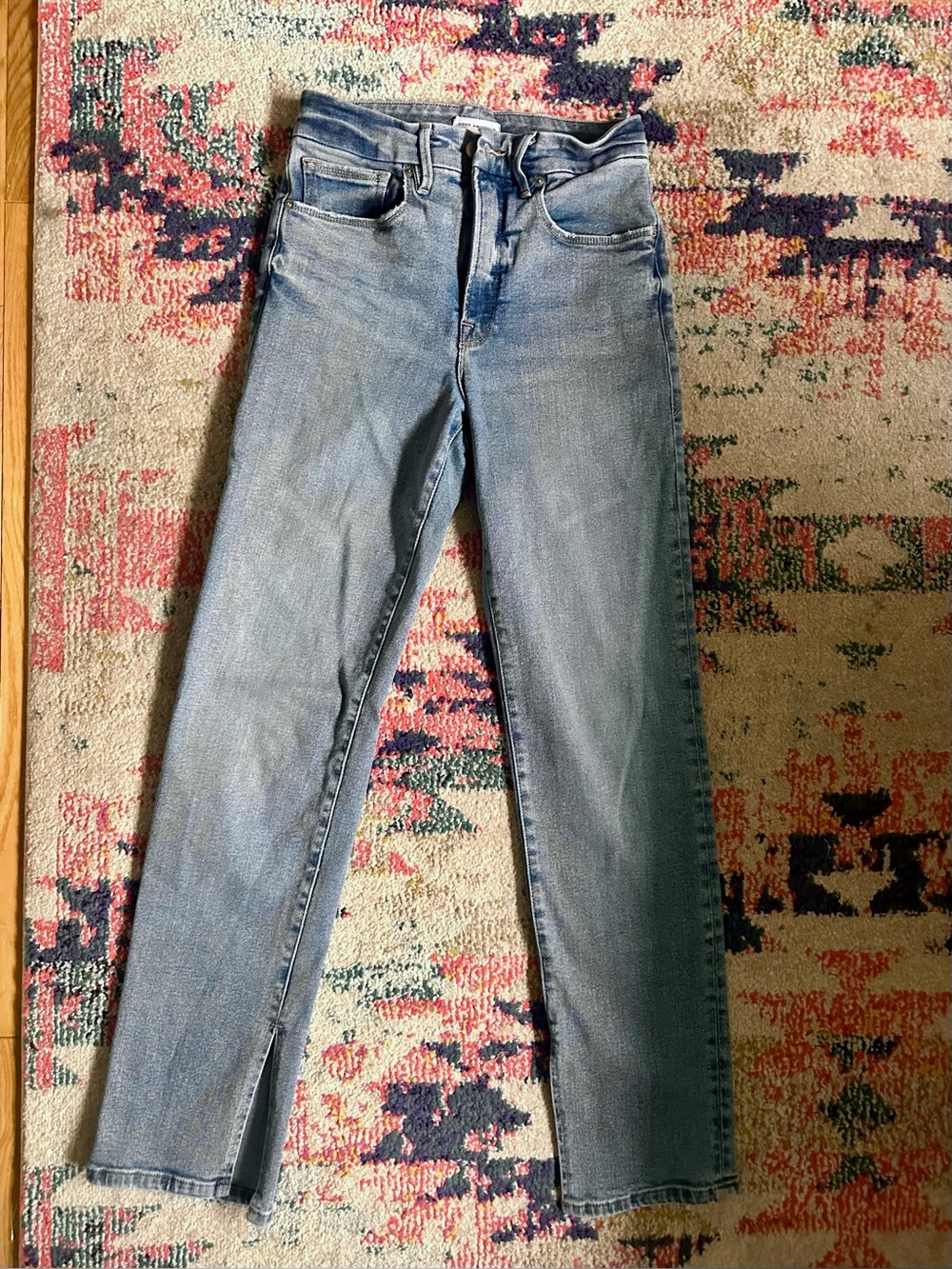 Good American Good Boy Split Hem Straight Leg Jeans size 2/26
